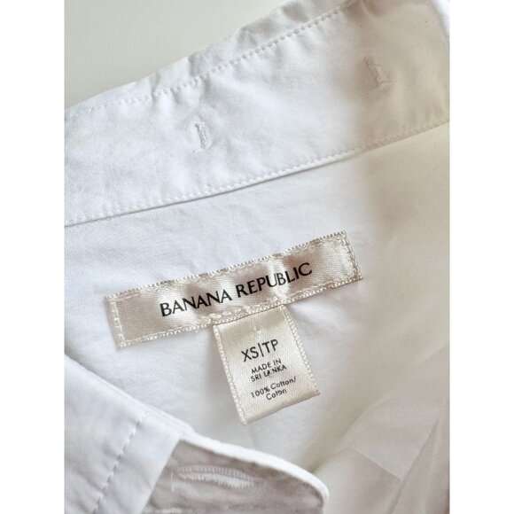 BANANA REPUBLIC White Cotton Poplin Cropped Button Down Skimmer Shirt, Size XS - Picture 11 of 14
